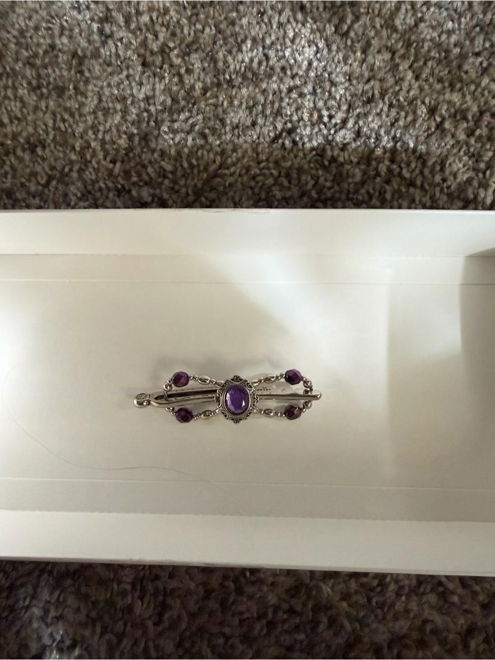 Silver Hair Barrette with Purple Gemstones